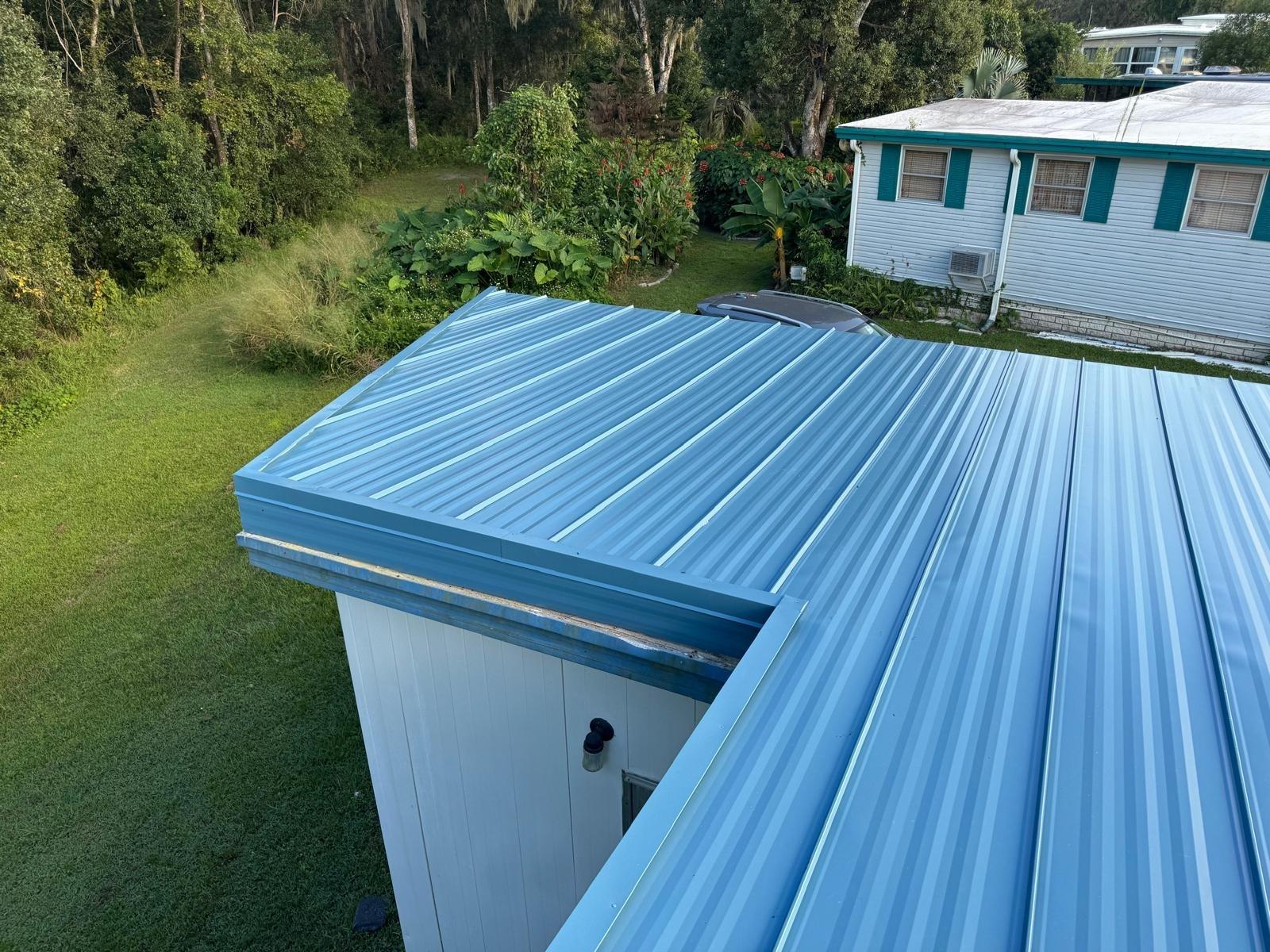 Standing seam metal over the end of the manufactured home in Dade City FL
